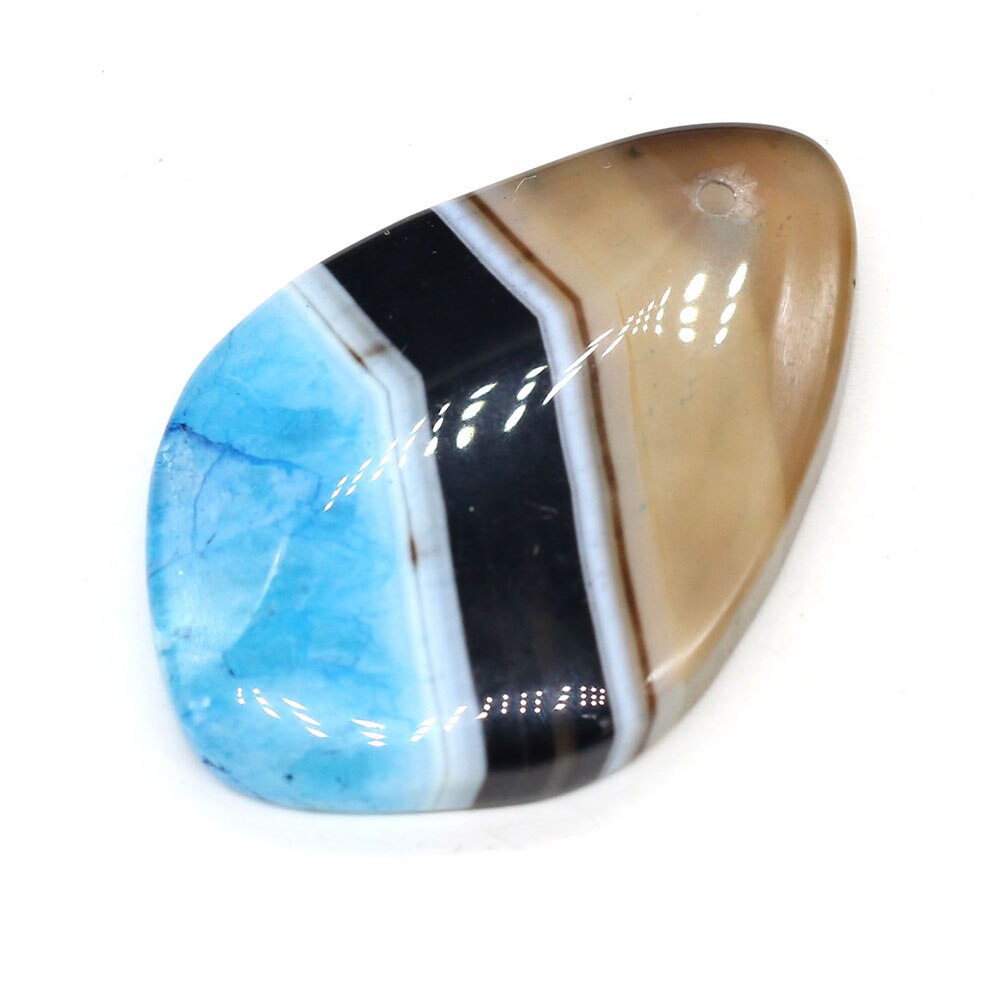 Natural Two-tone Agates Pendants Charms Stone Rhombus Shape Pendants DIY for Necklace or Jewelry Making Size 30x45mm: Blue Black Gray