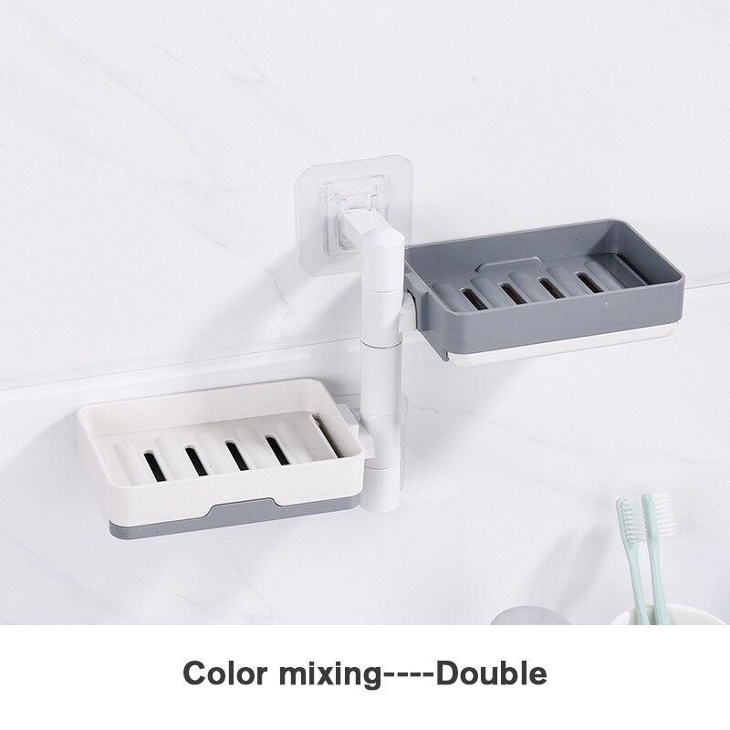 Zeepbakje Voor Badkamer Douche Zeephouder Wall Mounted Keuken Plank Organizer Producten Moderne Inrichting Zonder Boren: Double Layer Mixed