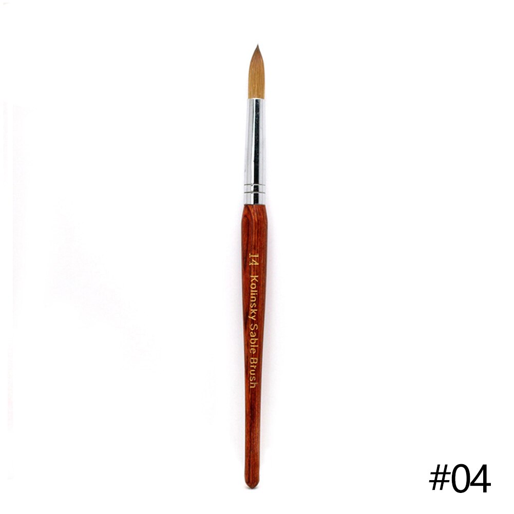 Pincel redondo plano Kolinsky para uñas, brocha de Gel para manicura, con mango de madera: Caqui oscuro