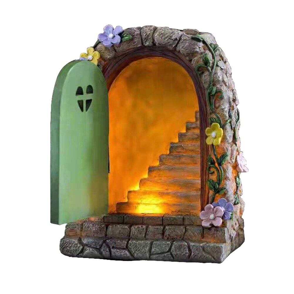 Resin Miniature Fairy Gnome Window Door Elf Garden Sculpture Statues Tree Decor for Yard Art Sculpture Statue Outdoor Decor