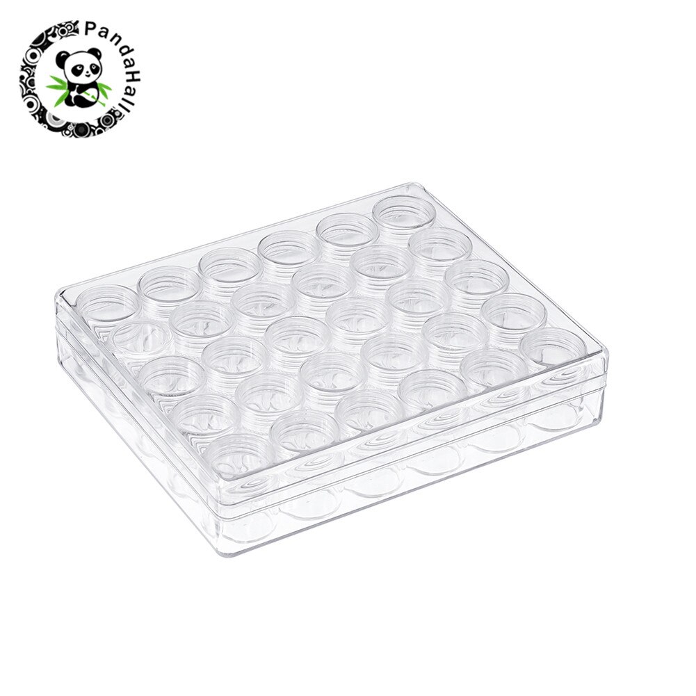 Plastic Kralen Containers Duidelijke Doos voor Sieraden Kralen Strass Nail Art Verpakking Kolom fles: 26x29mm, 30 stks/set