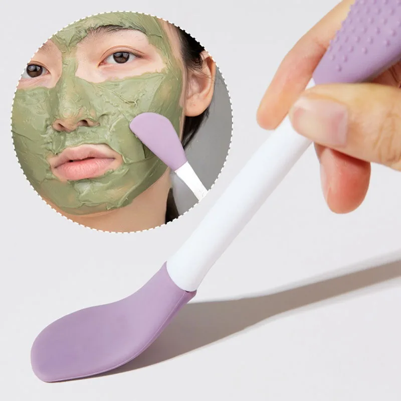 Cepillo para mascarilla Facial de silicona de doble cabezal, cepillos de limpieza para masaje Facial, raspador de película de barro DIY, herramienta de cuidado Facial,