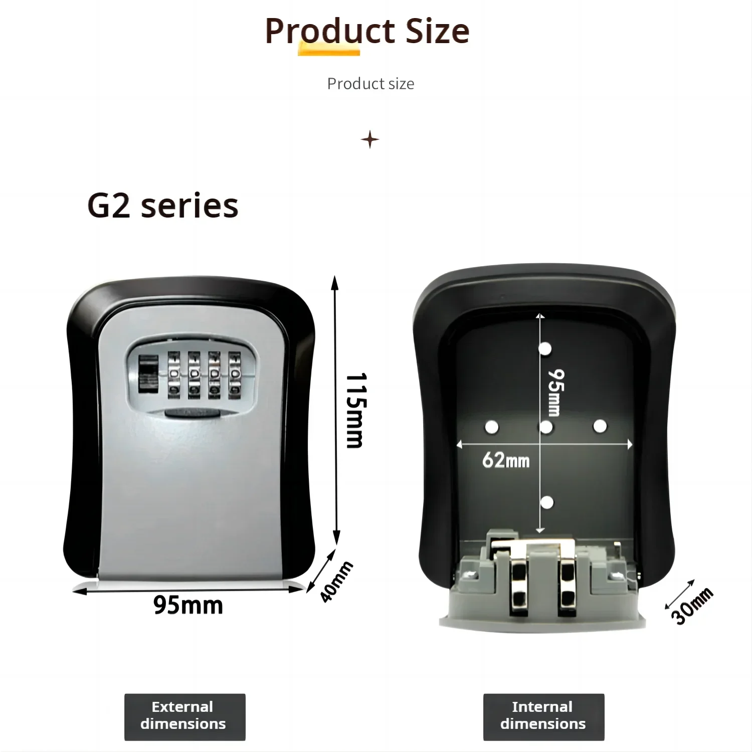 Wall Mounted Key Keeper Combination Lock Waterproof 4Digit Password 5-Key Storage Box Easy Installation for Home/Office Security