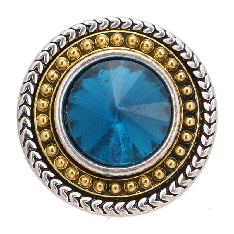 KZ3574 golden round beauty rhinestone colorful 18MM snap buttons fit DIY 18MM snap bracelet snap jewelry: Dark Gold
