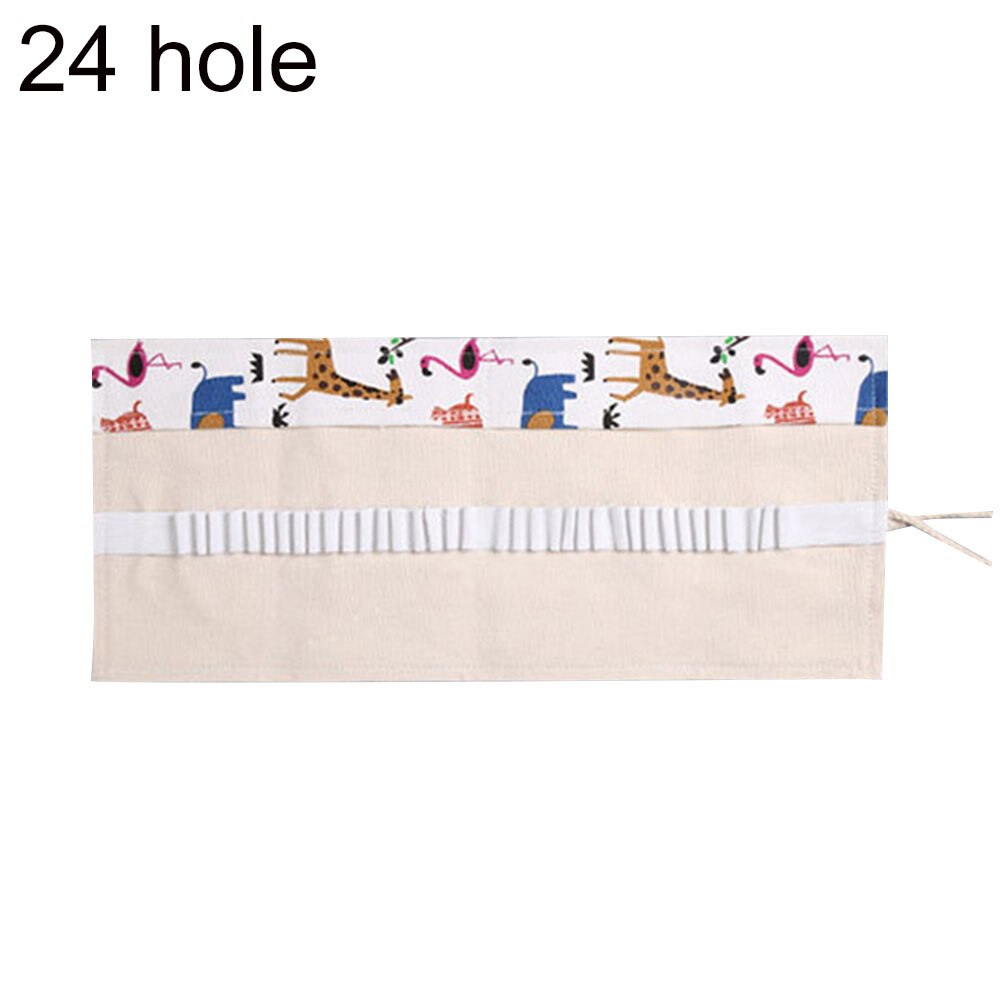 12/24/36 huller pige dreng penalhus pen taske lærred rulle stationær holder panel: Dyrezoo 24 huller