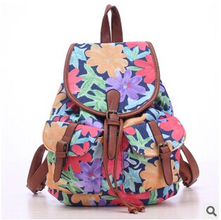 Mode Vrouwen Rugzak Canvas Afdrukken Rugzakken Bloemen Schooltassen Voor Tieners Meisjes Reizen Rugzak Sac A Dos Bolsas Mochilas: E