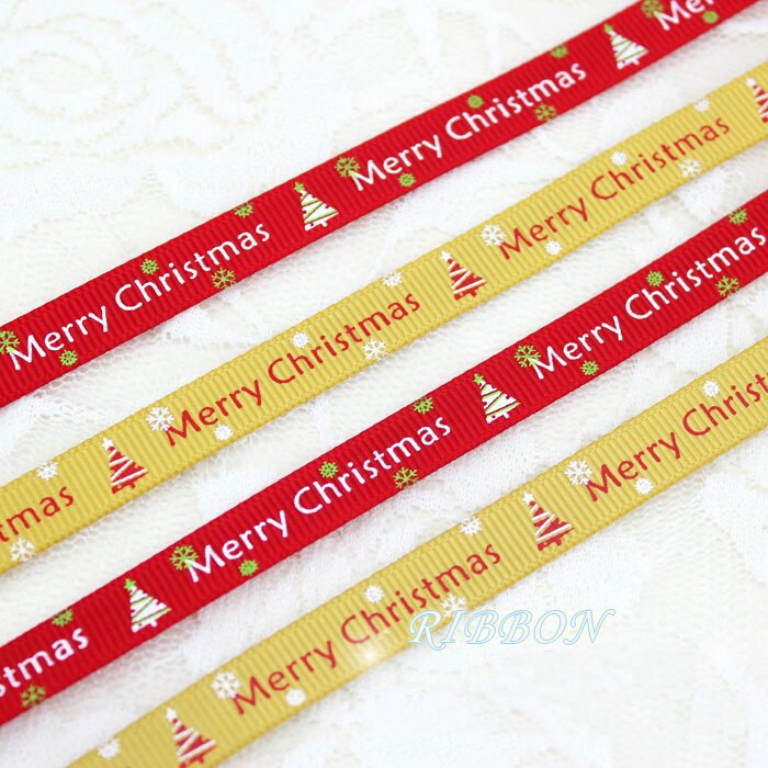 10mm kerstletter bedrukte grosgrain linten 2 meter/lots kerst verjaardag feest inpakpapier snoepdoos verpakking linten