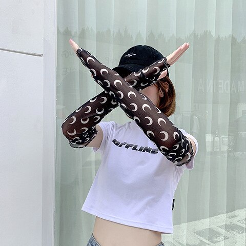 1Pair Women's Ice Oversleeves Cute All-match Printed Oversleeves Summer Viscose Fiber Gloves: 14