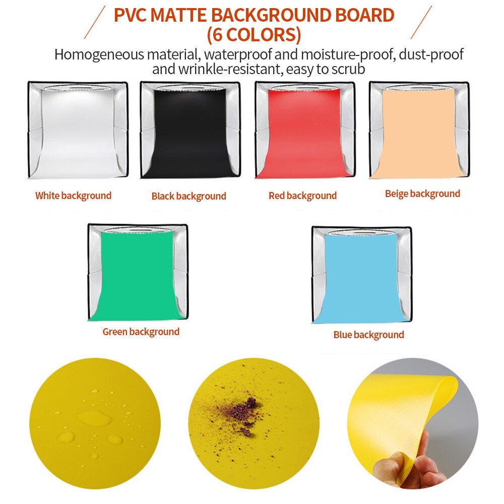 30cm Photo Studio Light Box Mini Led LightBox Dimmable Softbox Photography Shooting Tent Kit 6 Color Backdrops for Small Items