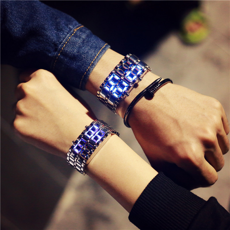 LED Light Men Women Digital Wristwatches Korean Style Male Female Electronic Clock Casual Couple Bracelet Watch