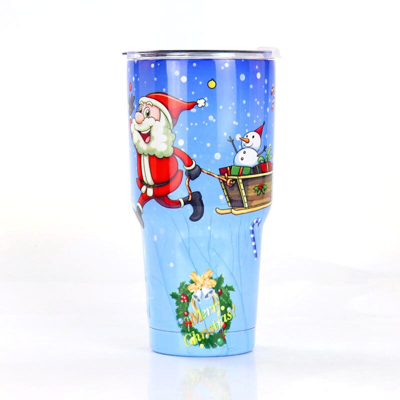 Kerst Watter Battle Ijs Bier Mok 30Oz Vacuüm Koude Roestvrij Staal Auto Cup Huishoudelijke Leuke Kerst Cadeau Cup servies: E