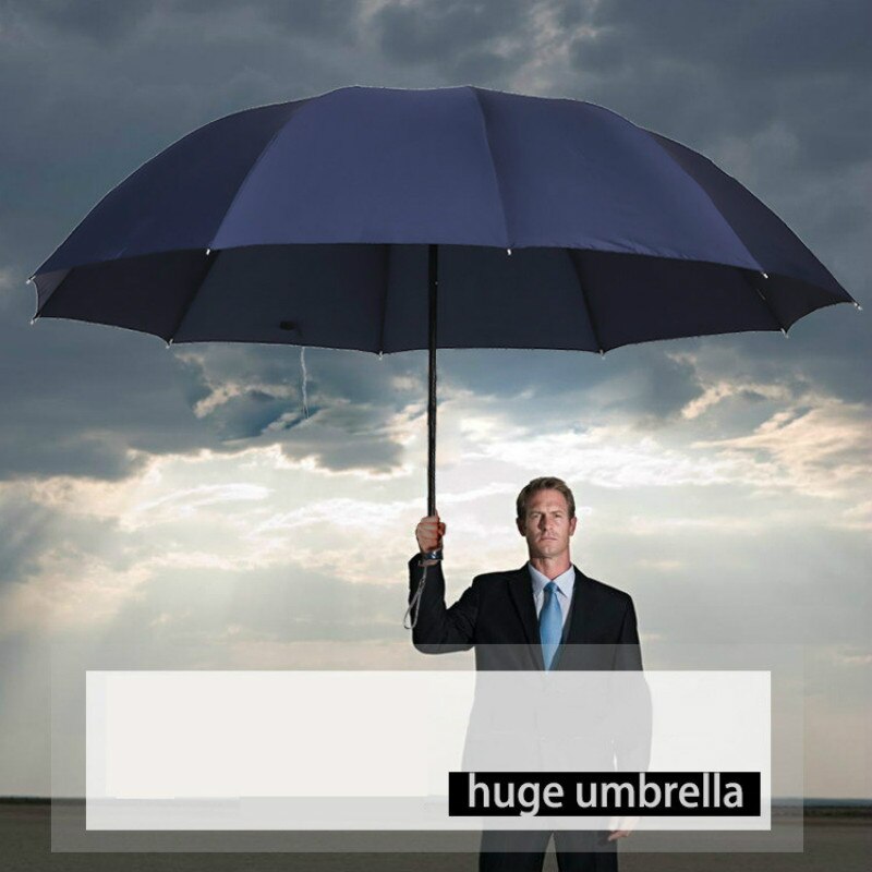Stærk 127cm diameter 10 benforstærkning paraply vindtæt tre foldbar anti uv golf paraply to eller tre personer kompakt