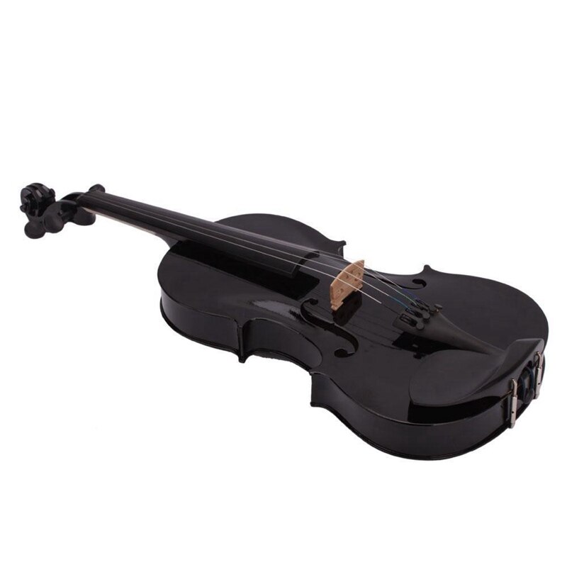 -4/4 akustisk violinfioler i fuld størrelse sort med sag rosin og violin skulderstøtte til 4/4-3/4 størrelse med sammenklappelig
