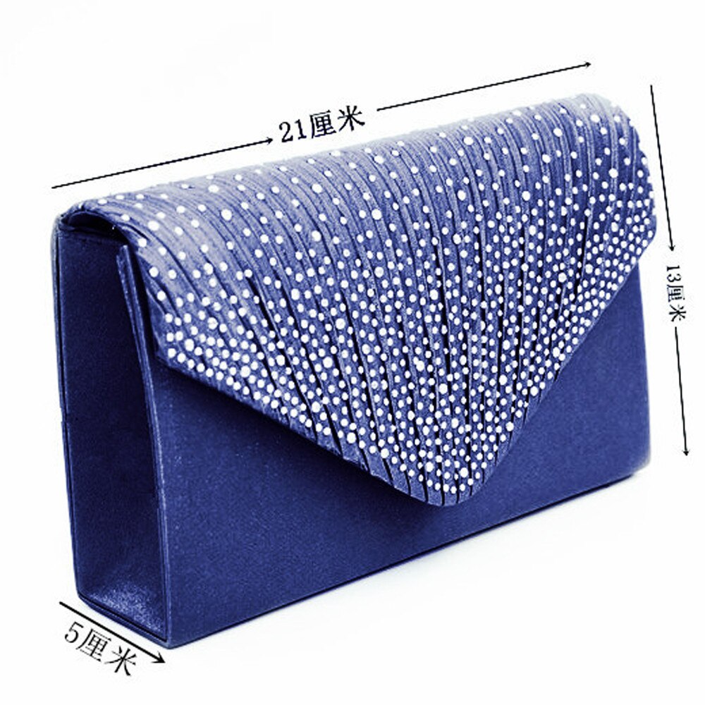 25#  kvindekobling diamante dameaften taske vintage kæde tegnebog fest kuvert telefon håndtaske bolsa feminina: Blå