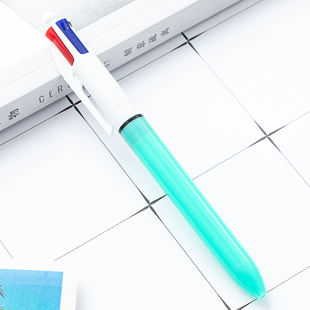 4-kleuren pen Creatieve kleurrijke intrekbare balpennen Multifunctionele pen voor marker schrijfbenodigdheden: Rood