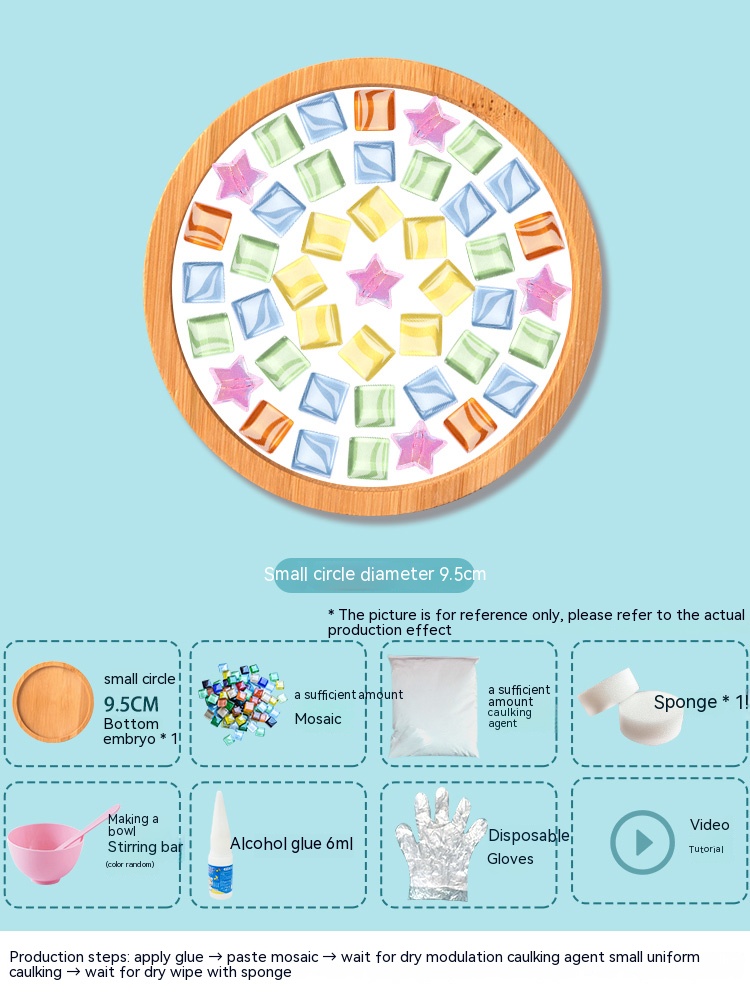 Posavasos de mosaico hecho a mano para niños, bandeja de madera para vajilla, tapete para tazas, artesanía, fácil de hacer, de Navidad: Morado