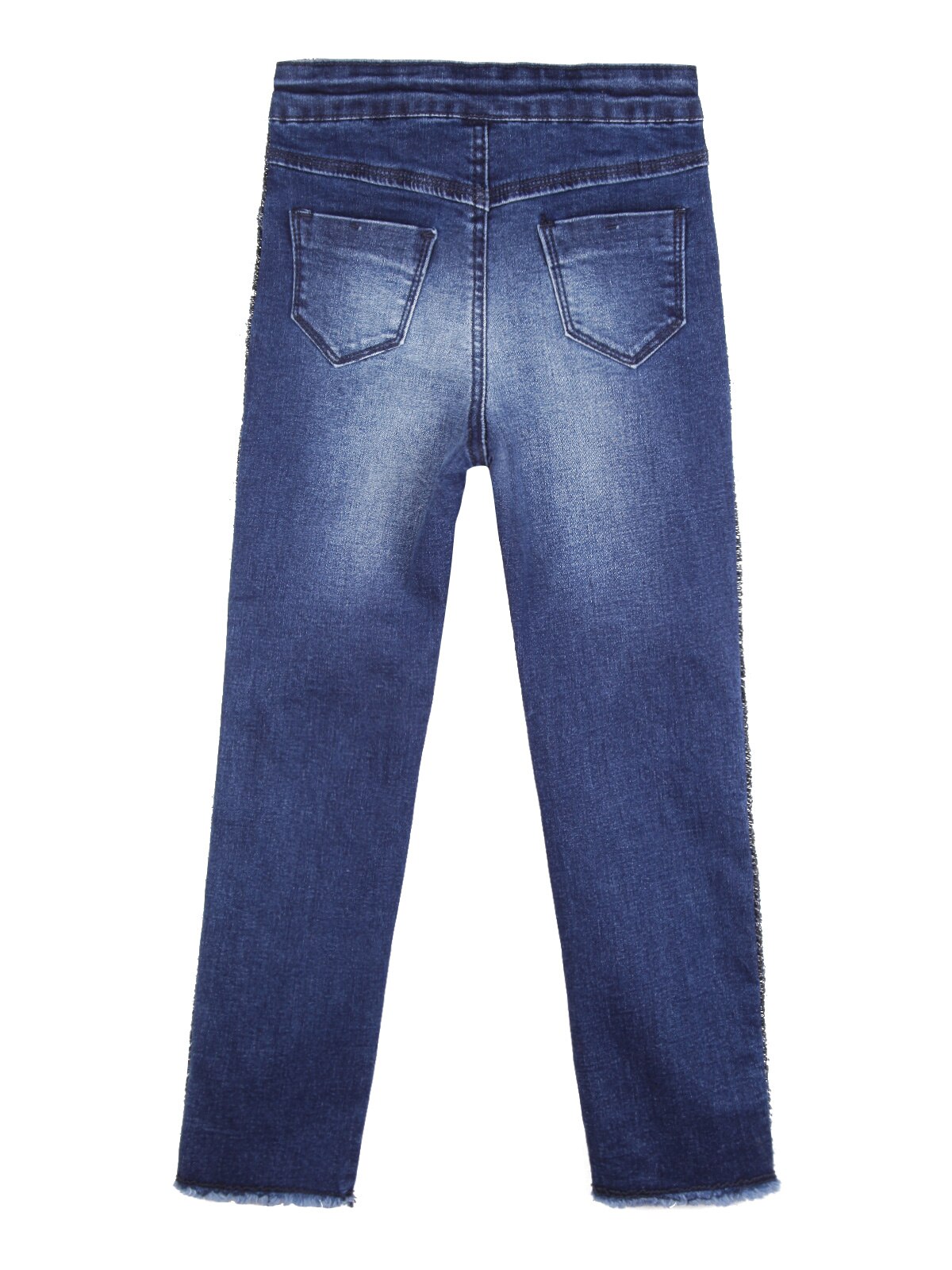 Vaqueros deshilachados con rayas laterales