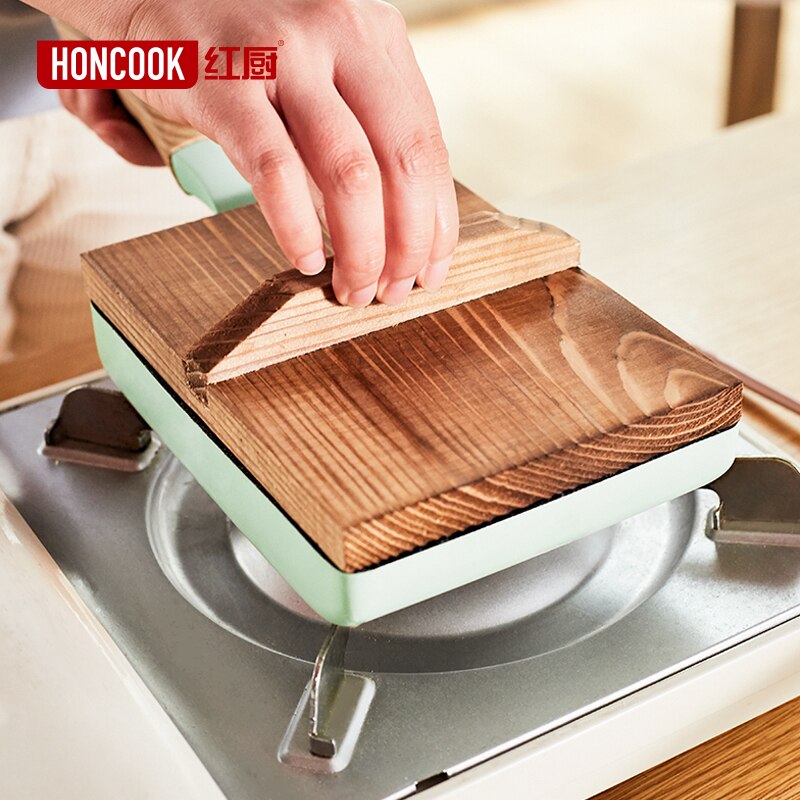 Japanese Sushi Bamboo Wood Pan Tray Plate Food Tamagoyaki Rectangular Wood Cover Lid