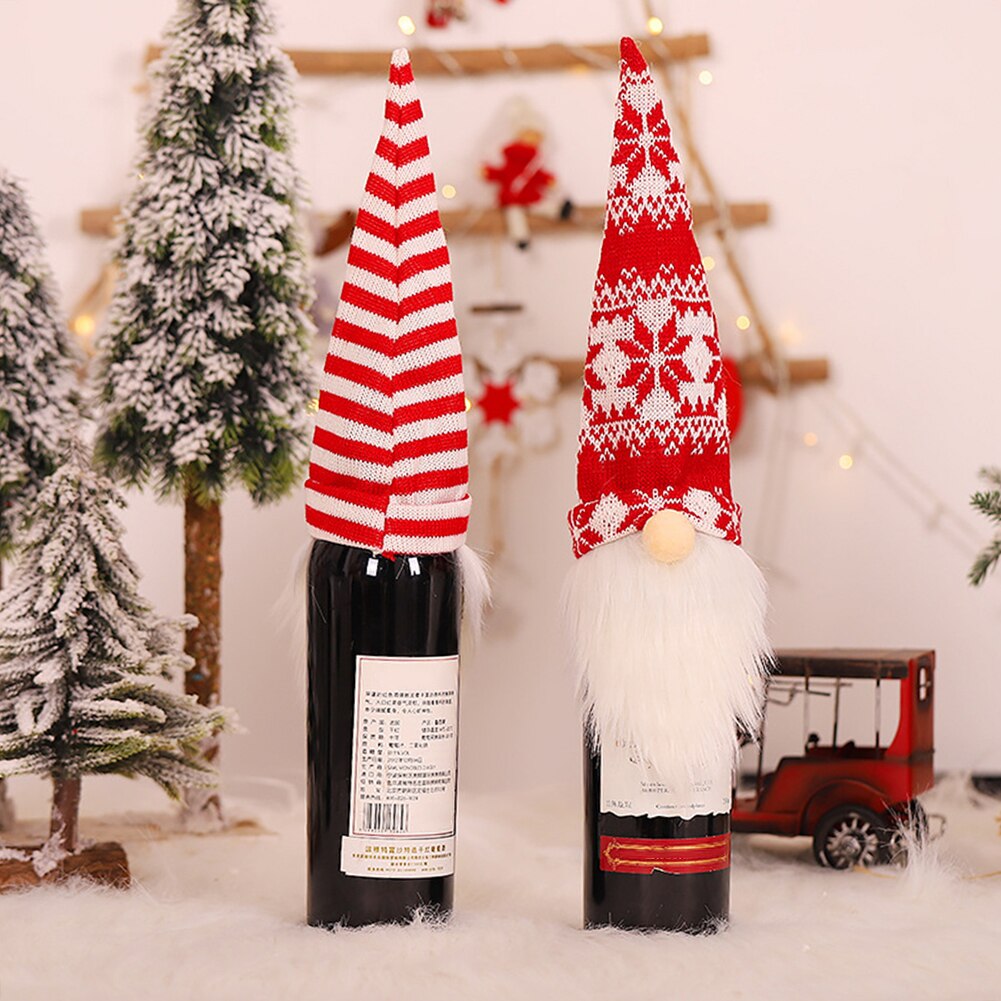Bonne année décoration de la maison noël Santa Gnome vin Champagne bouteille couvercle bouchon fête dîner décor