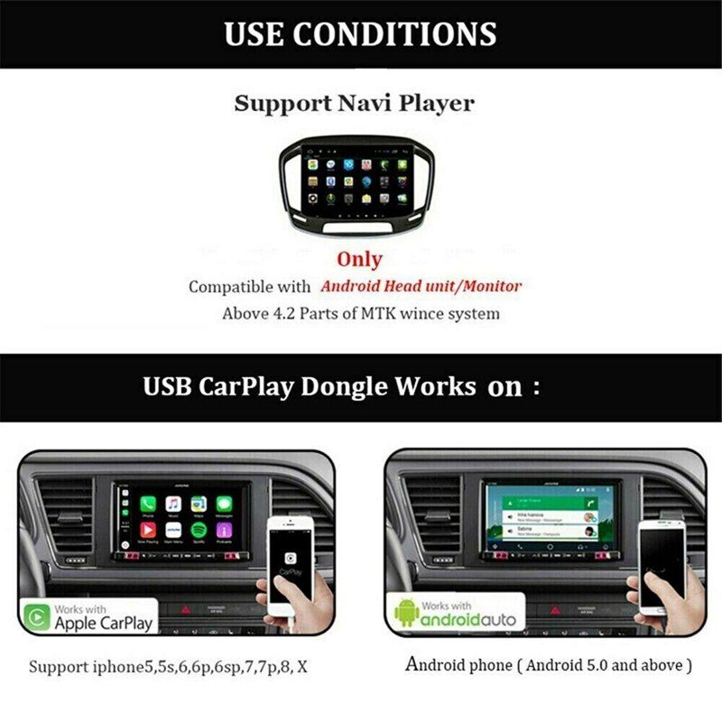 USB Auto Carplay Dongle for Android phone Wireless System Screen Smart link Support Mirror-link Online Map Music