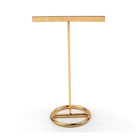 Metal Earring Display Stand Women Desk Jewelry Organizer Gold Color T-bar Ring Necklace Showing Shelf Jewelry Rack: B 15cm 1pc