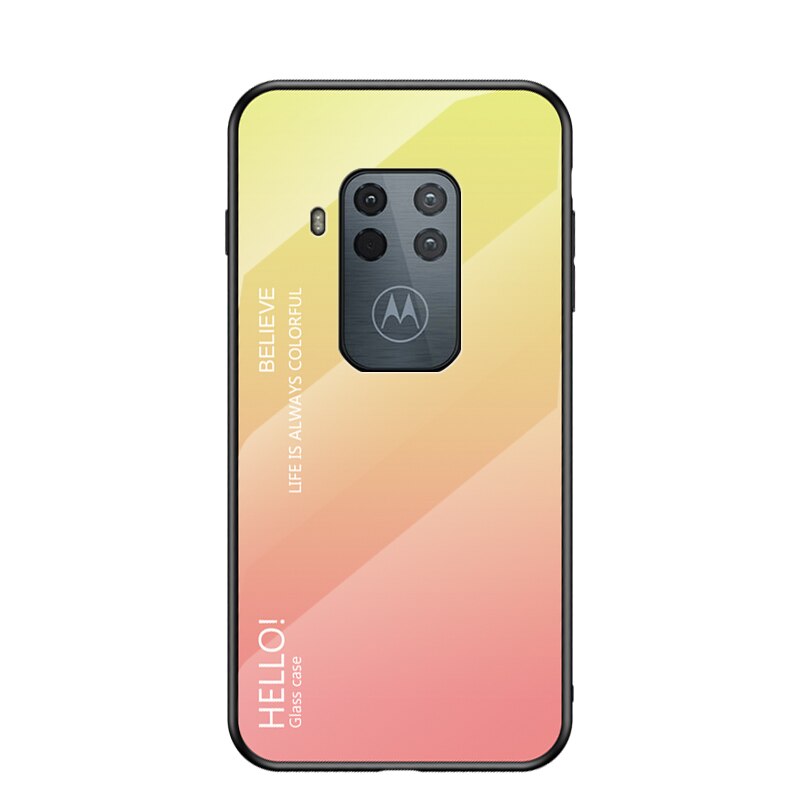 Oudini til motorola moto one zoom cover gradient glas kuffert til moto one zoom cover: Gul