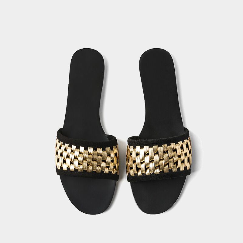 Mærke sko kvinder udendørs sommer tøfler plus størrelse 35-41 dame strand slide flip flops nitte åben tå kvindelige flip flops: 40