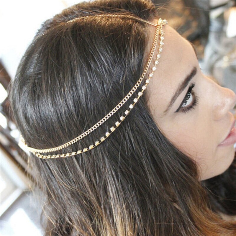 Haarband Retro Onregelmatige Haarband Persoonlijkheid Metalen Multilayer Hoofdband Hoofd Ketting Hairwear Voor Vrouwen