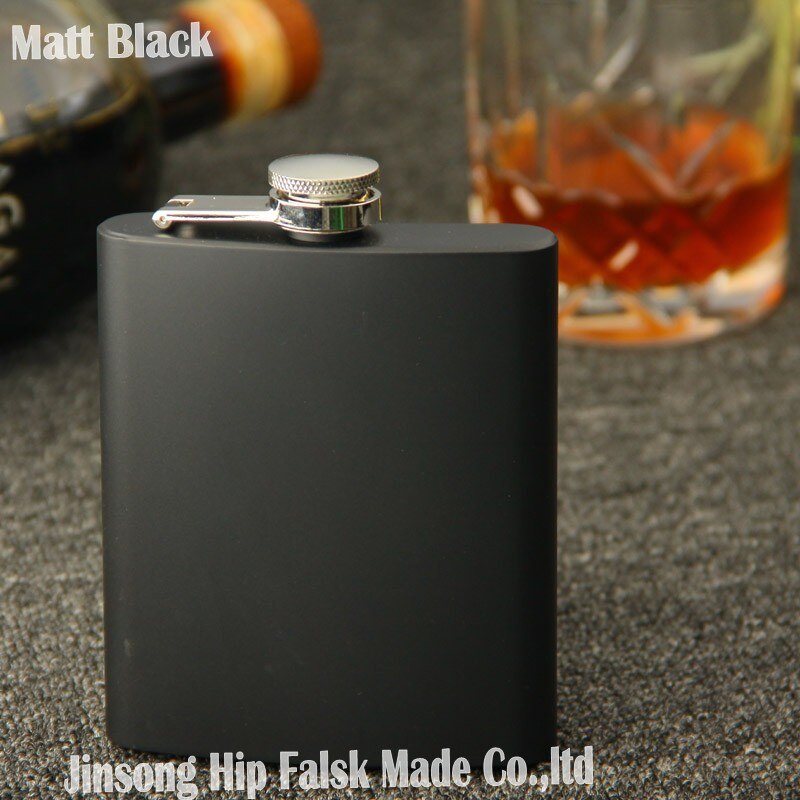 Led gratis, 7 oz rvs oranje geschilderd liquor heupfles, pocket heupfles: Black