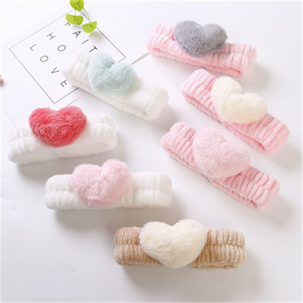 Doux corail velours bandeau cheveux filles mignon amour coeur bandeau coréen lavage visage maquillage bandeau femmes Simple cheveux accessoires