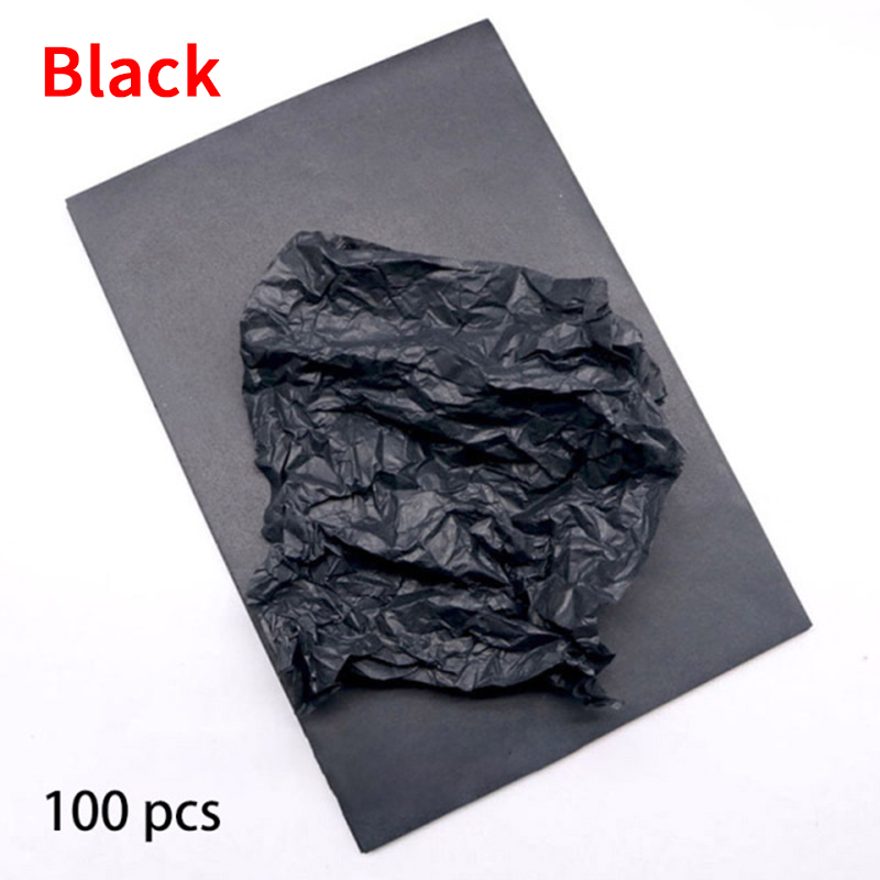 100 fogli/pacco fodera in carta velina per abbigliamento camicia scarpe fai da te fatti a mano A4 traslucido carta da imballaggio per vino confezione regalo: Black