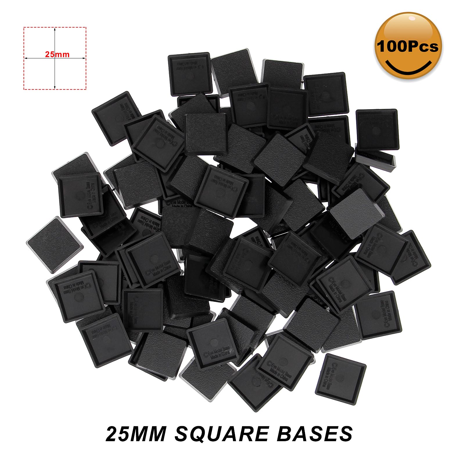 40pcs/60pcs/100pcs 25mm Square Model Bases for Wargames Table Games Plastic Black MB1025