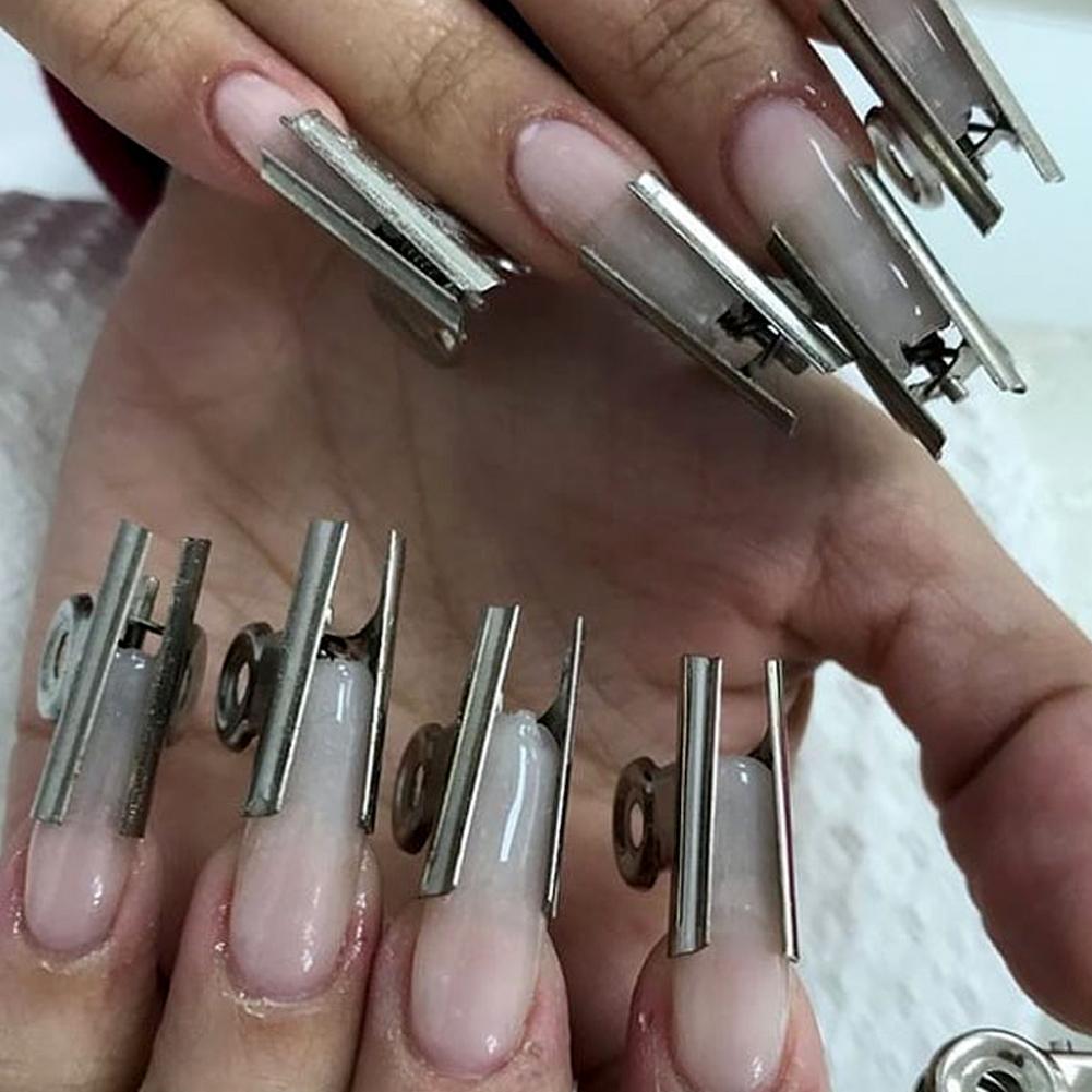 6pcs Steel C Curve Nail Extension Pinching Tool Nail Pincher Clips Fiber Glass Extension Curl Clips Manicure Tools