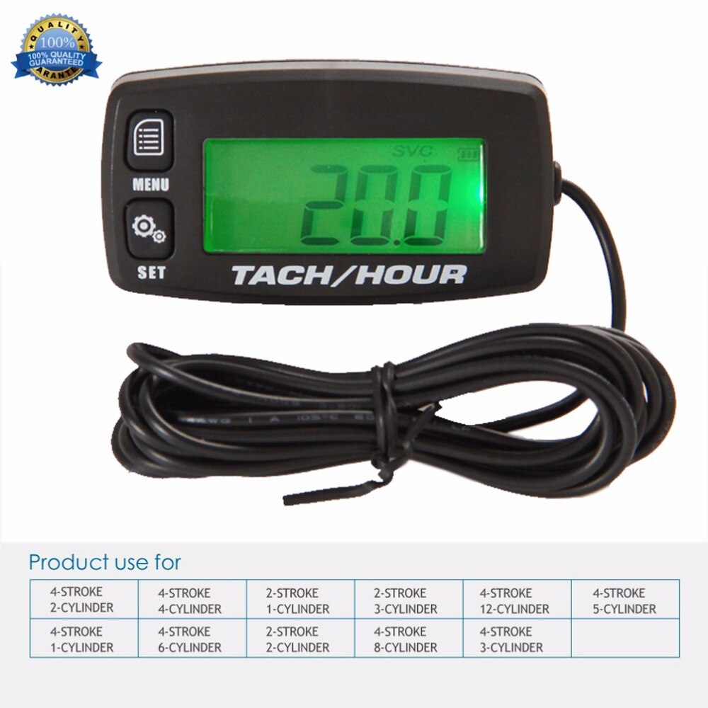 Tacómetro contador de horas de retroiluminación, tacómetro para moto acuática, ATV, motero generador de nieve fuera de borda, sierra eléctrica, montacargas y motocross