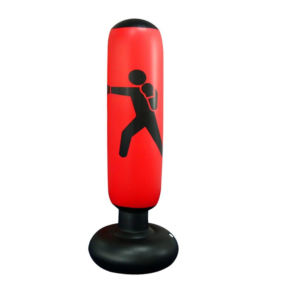 Lätt att flytta vertikal uppblåsbar boxpåse pvc förtjockning boxning pelare tumbler kamp kolonn boksäck väska fitness verktyg: Röd