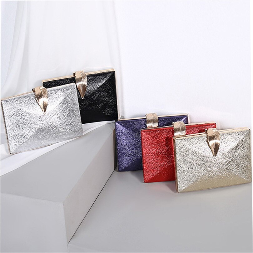 nouvelles femmes fête soirée pochettes PU chaîne épaule sacs à main feuille serrure métal soirée sac à main messager bandoulière sacs