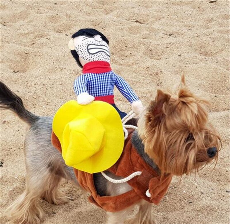 Novedad perro divertido vaquero loco Cosplay ropa de perro mascota ropa chaqueta Chihuahua, Yorkshire, poodle vaquero ropa de perro