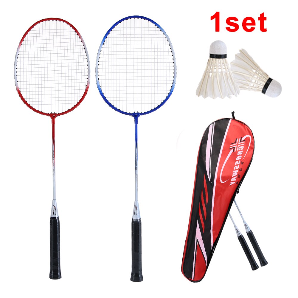 Badminton sæt 2 spiller pro racket fjederbunke taske have spil med 2 bolde sport indendørs udendørs sports spil: Hvid