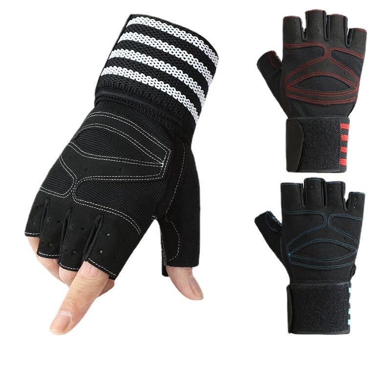 Guantes de levantamiento de pesas para hombre, manoplas de medio dedo para ejercicio pesado, musculación, gimnasio, entrenamiento