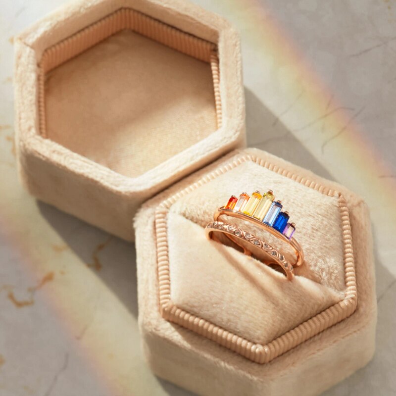 Crown Rainbow Rings for Women Adjustable Rose Gold Crystal Ring Best Wishes to My Daughter Birthday Female Jewelry