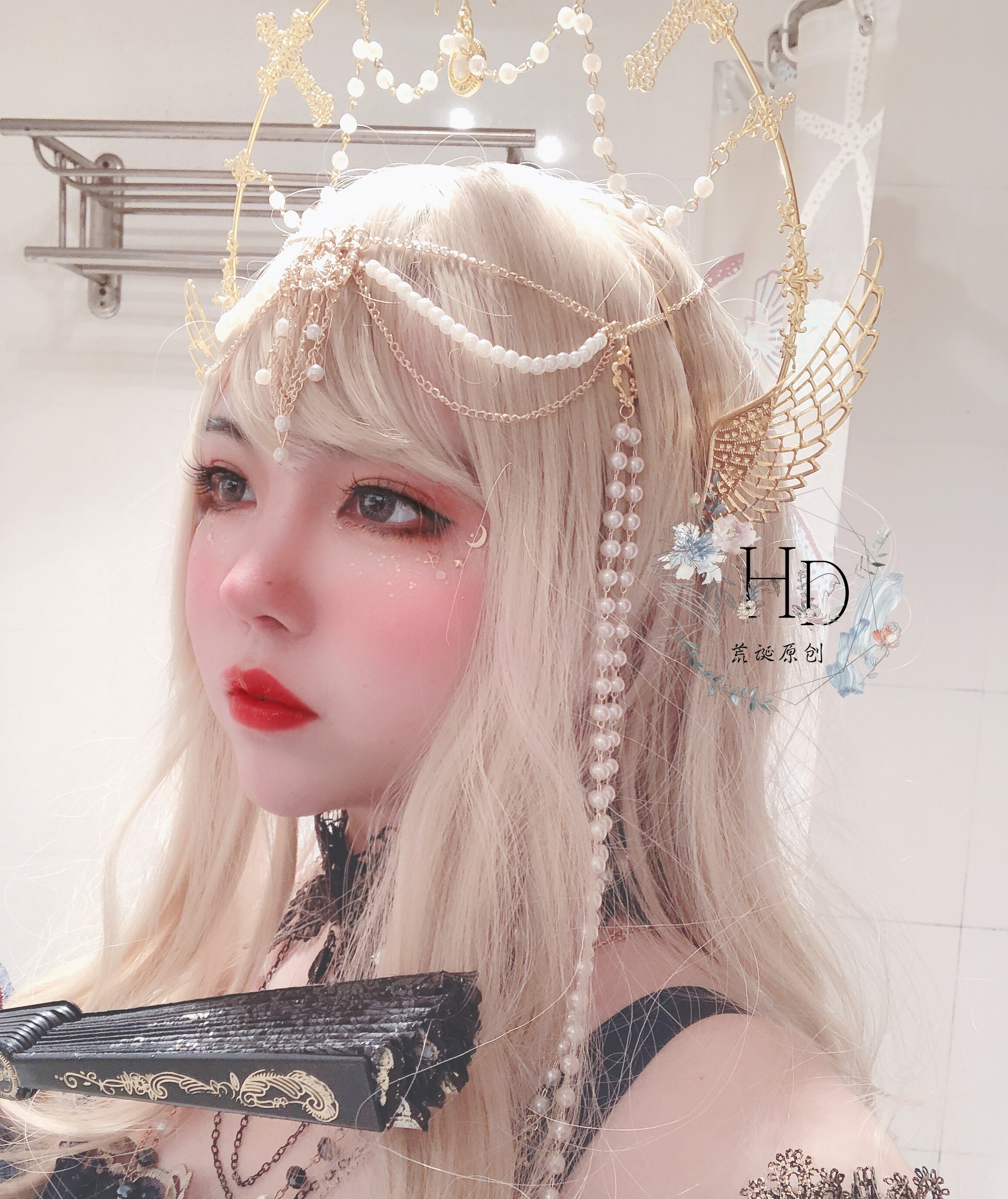 Lolita déesse Halo perle chaîne KC cheveux cerceau cheveux accessoire empereur Style politique Hanfu Lolita magnifique cheveux couronne Cosplay