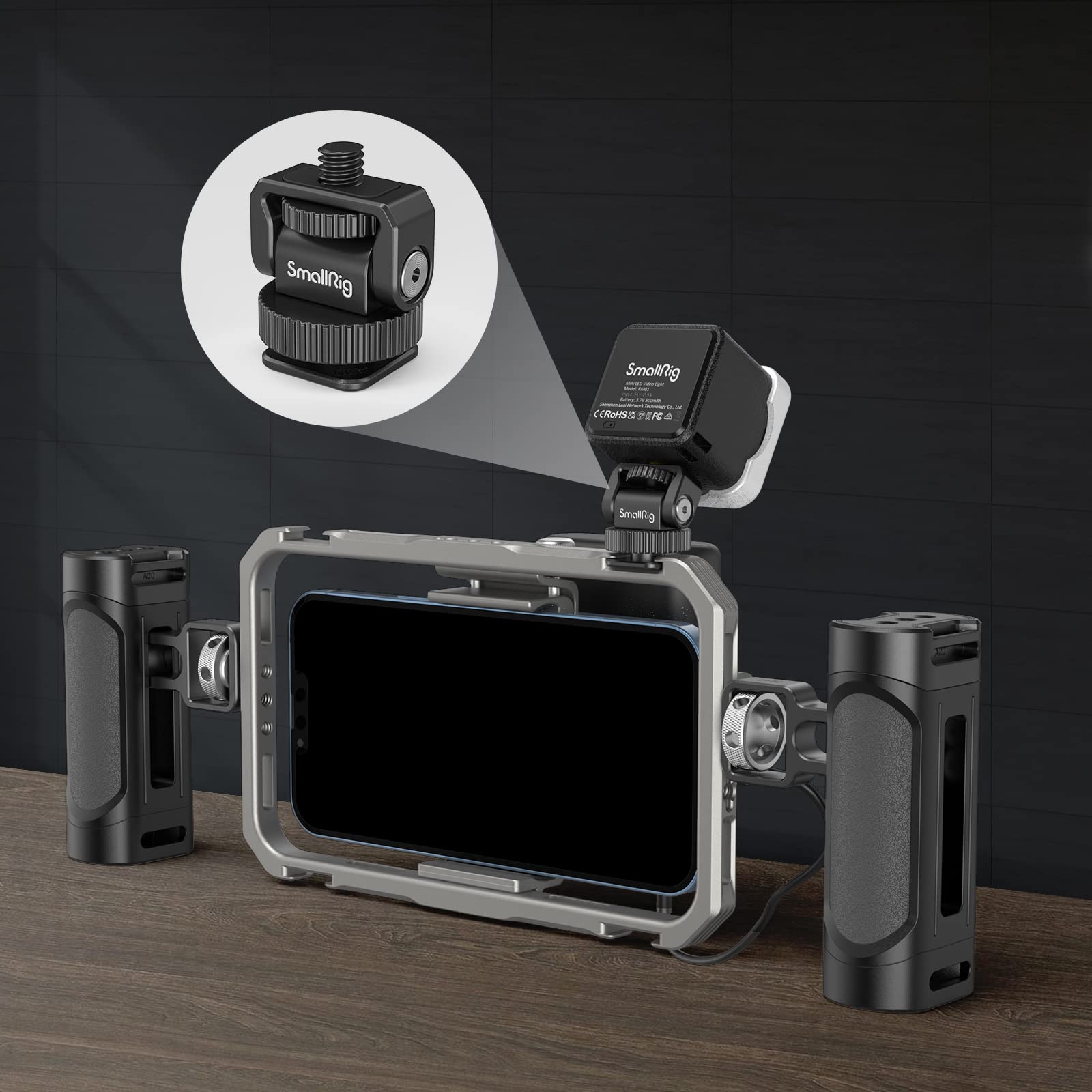 Smallrig mini-blitzschuh  to 1/4 " -20- schrauben-adapter zur erweiterung kleiner aufheller, der eine schwenk-/neigungseinstellung von 138 ermöglicht 3577