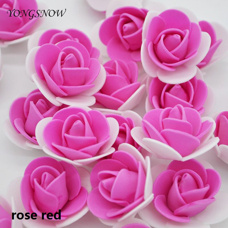 50 teile/los DIY Handarbeit Schaum Blumen 3,5 cm Rose Blume Kopf Künstliche PE Schaum Rose Hochzeit Dekoration Scrapbooking Handwerk: Rose rot