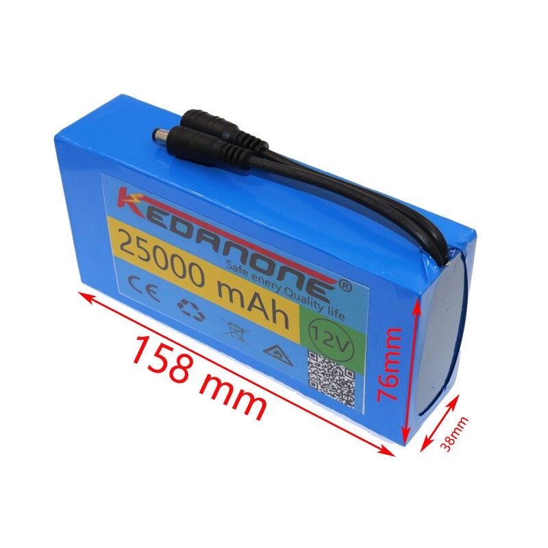 12v 25000mAh lithium-ion Rechargeable battery High Capacity 12.6v 25Ah AC Power Charger With charging indicator + charger