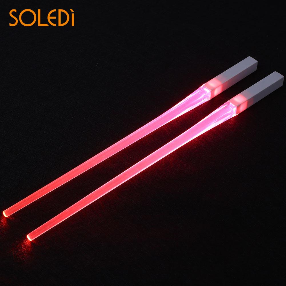 Palillos luminosos de 8 colores, Accesorios luminosos para cocina, hogar, decoración de comedor, , ABS, luz LED, 2 uds.: pink