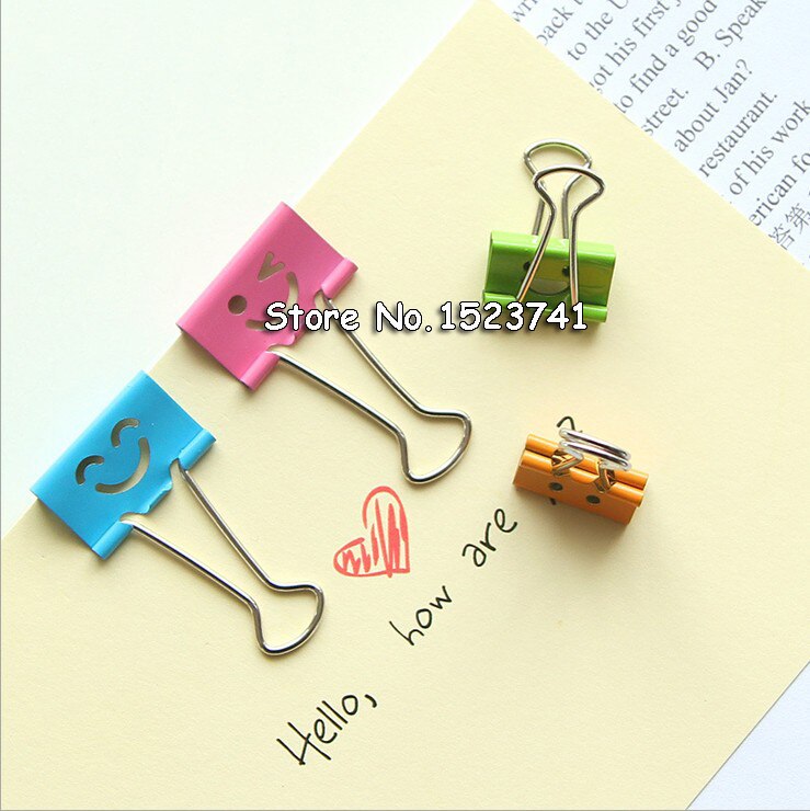 10PCS Common Smile Cute Binder Clips For Home Office Books File Paper Organizer