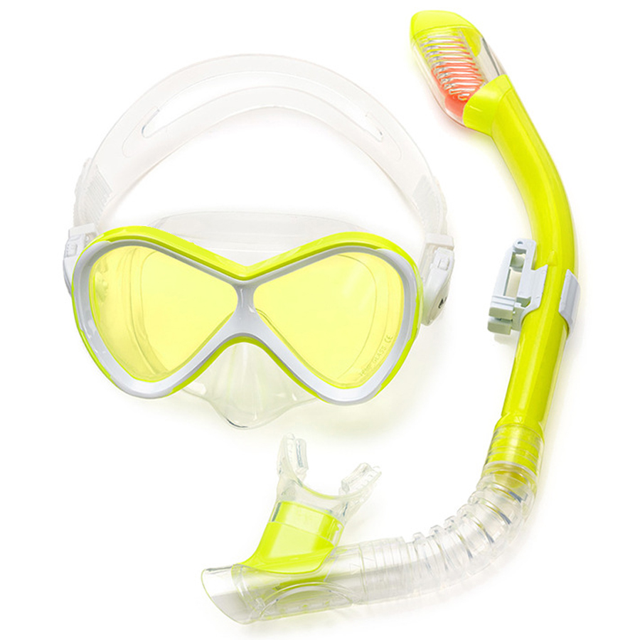 Ensemble de plongée en apnée pour enfants, lunettes de natation Anti-buée avec jupe en Silicone, équipement pour garçons et filles: Black Yellow