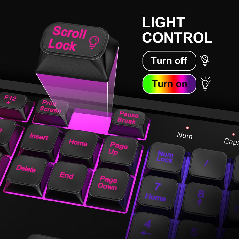 Havit Wired Keyboard, USB Quiet Backlit Computer Keyboard LED Gaming Keyboards Wrist Rest 104 Keys for Office PC Desktop Laptop