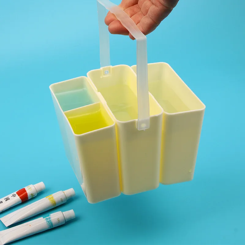 1 ensemble de pinceaux de peinture à Triple couleur à l'eau, seau de lavage, seaux en plastique de , baril de stylo de lavage pour dessin, fournitures d'art