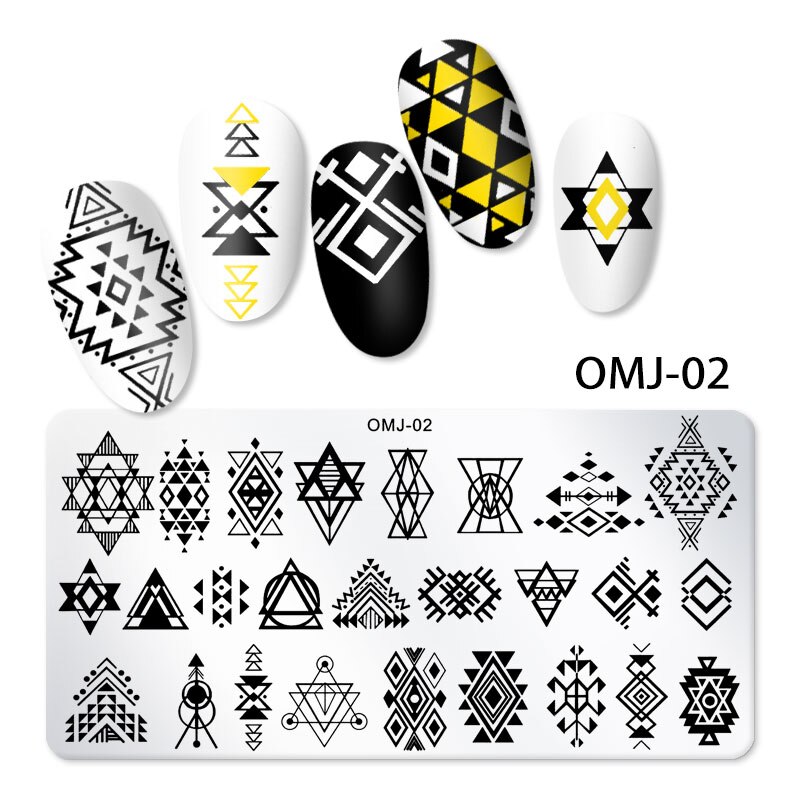 1Pc Nail Art estampage modèle plaque papillon géométrique en acier inoxydable transfert pochoirs ongles modèle bricolage polonais imprimer Image: OMJ-02